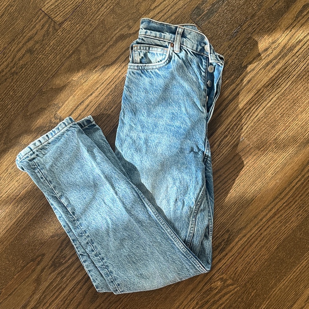 Reformation Light Blue Straight Leg Jeans